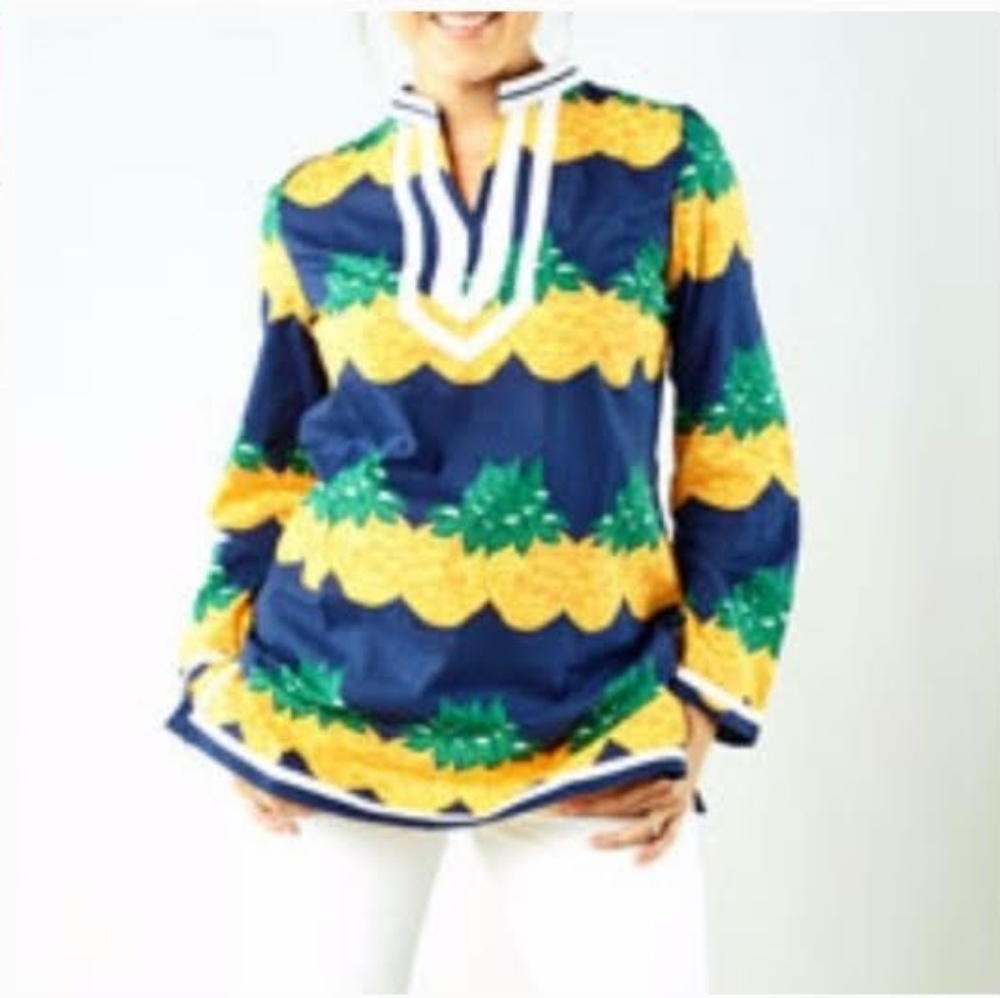 Abby Tunic in Pineapple Stripes - L